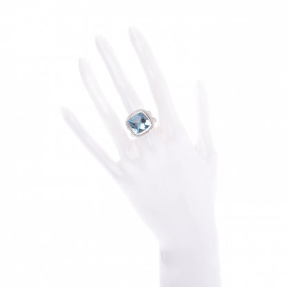 David Yurman Sterling Silver Diamond Blue Topaz 14mm Albion Ring 54 7 2 of 7