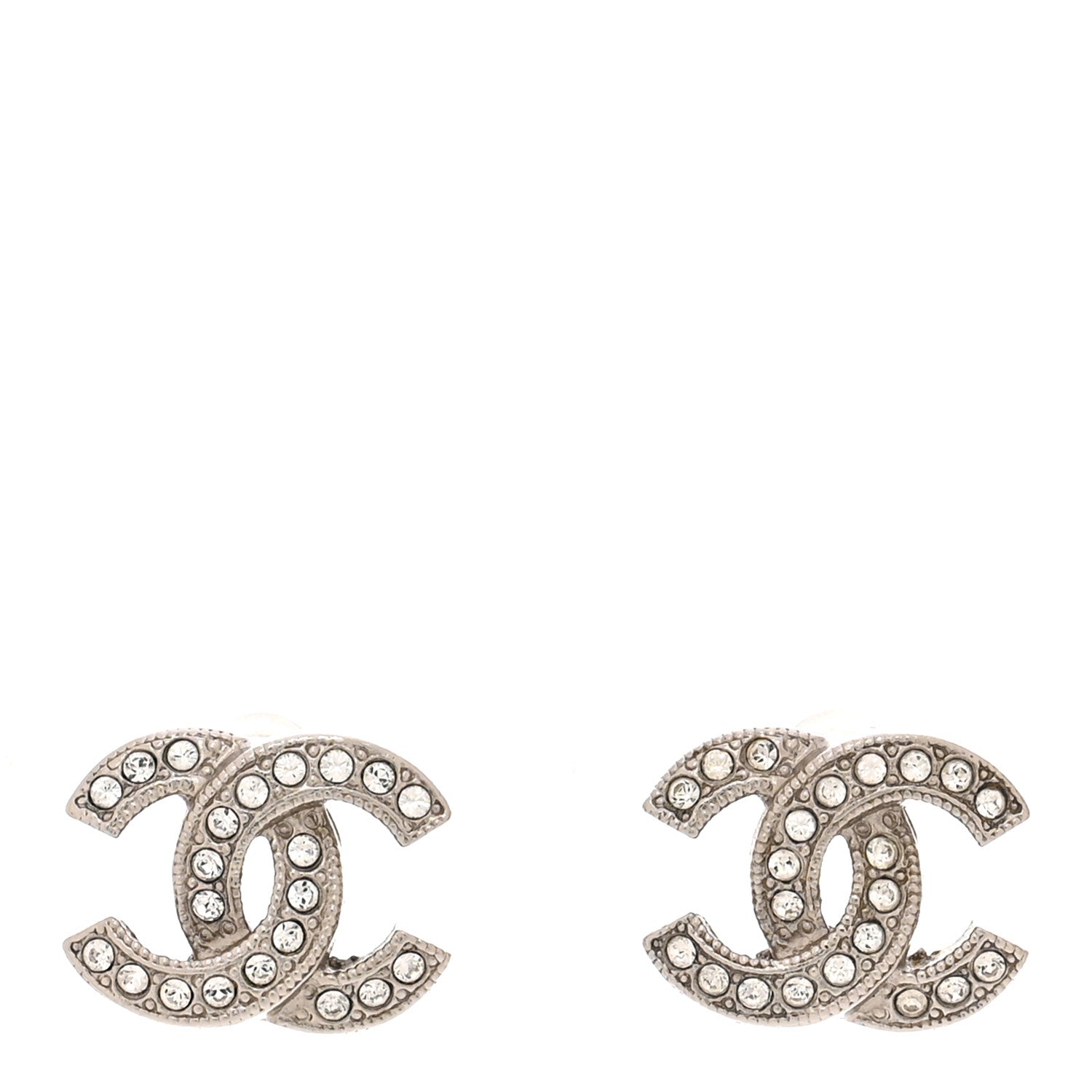 Chanel Crystal Mini Timeless CC Earrings Silver 1 of 5
