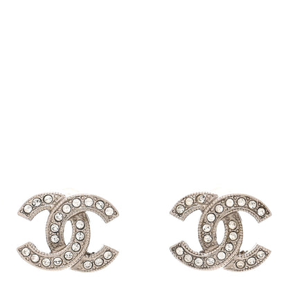 Chanel Crystal Mini Timeless CC Earrings Silver 1 of 5