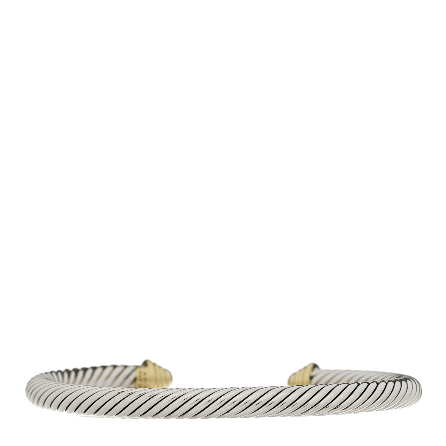 David Yurman Sterling Silver 14K Yellow Gold 5mm Cable Classic Buckle Bracelet 2 of 4