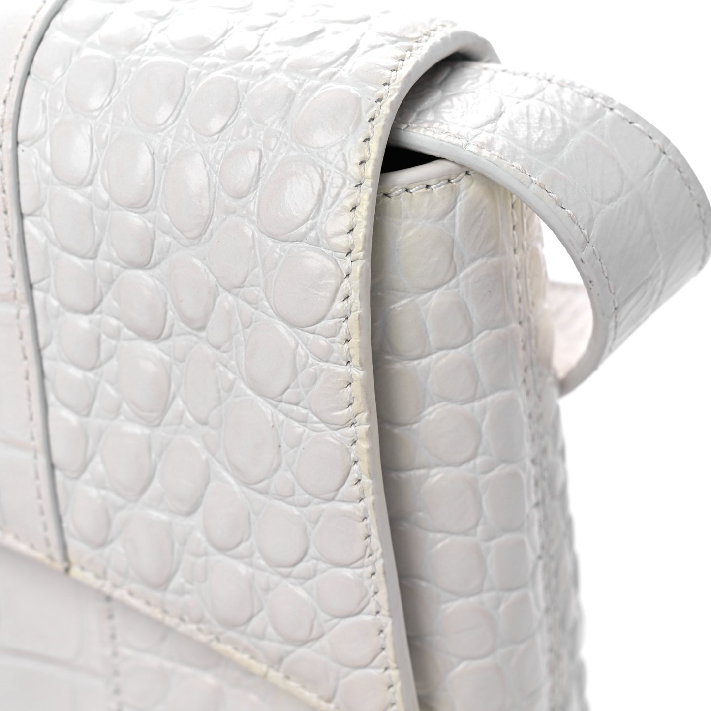 Extra Supple Calfskin Crocodile Embossed XS Downtown Shoulder Bag White