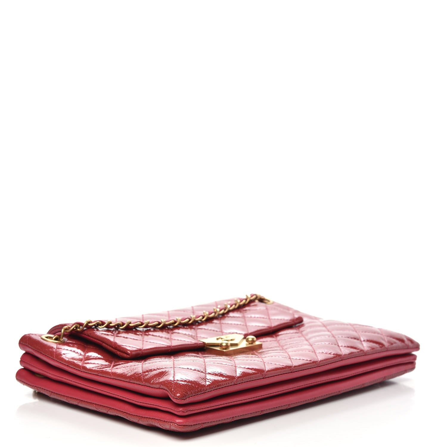 Chanel Patent Goatskin Quilted 3 Pocket Accordion Flap Red 5 of 11