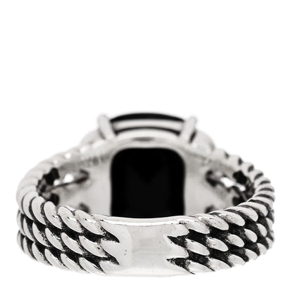 David Yurman Sterling Silver Diamond Black Onyx 10mm Petite Wheaton Ring 49 5 4 of 6