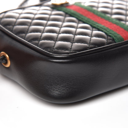 Gucci Calfskin Trapuntata Web Mini GG Shoulder Bag Black 7 of 8