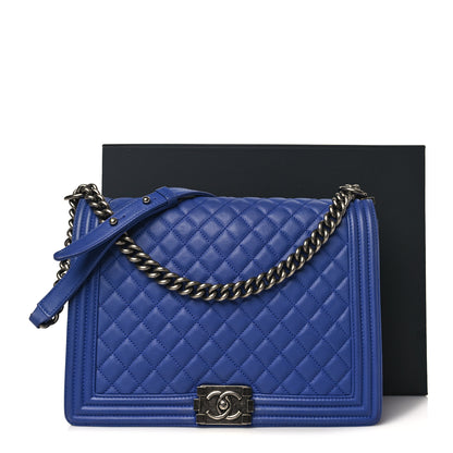 Chanel Calfskin Quilted Large Boy Flap Blue 10 of 10