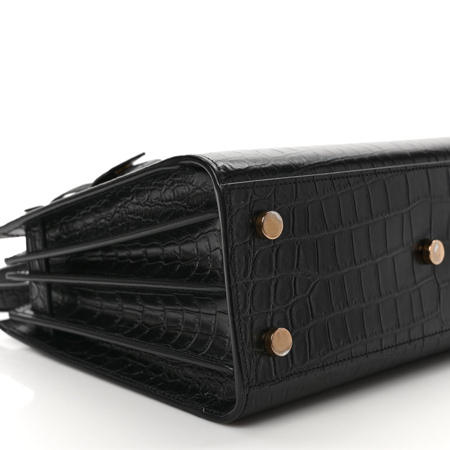 Calfskin Crocodile Embossed Baby Sac De Jour Black