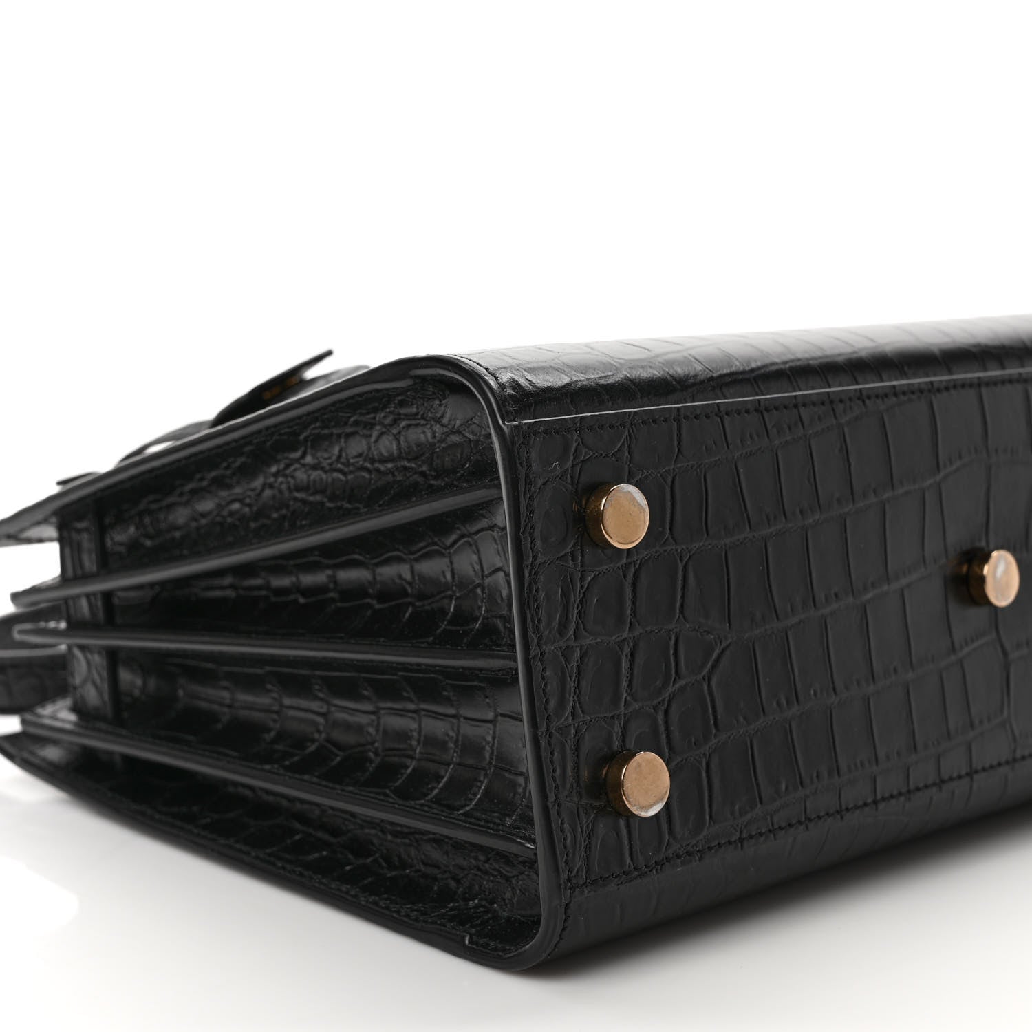Saint Laurent Calfskin Crocodile Embossed Baby Sac De Jour Black 8 of 9