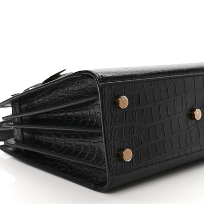 Saint Laurent Calfskin Crocodile Embossed Baby Sac De Jour Black 8 of 9
