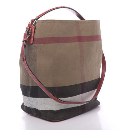 Burberry Canvas Mega Check Medium Ashby Hobo Cadmium Red 3 of 11