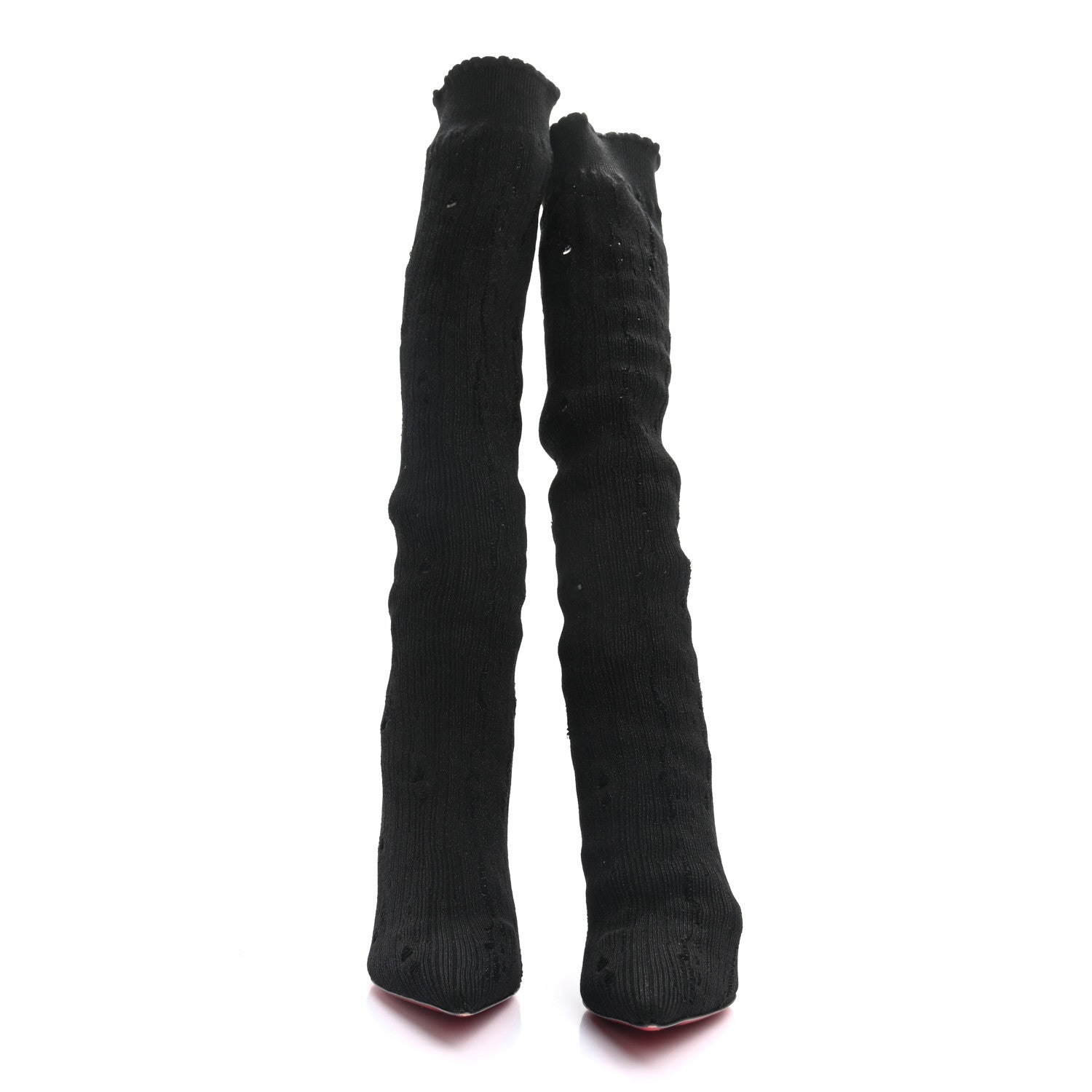 Christian Louboutin Tricot Lurex Sandrine 80 Sock Knee Boots 38.5 Black 2 of 10