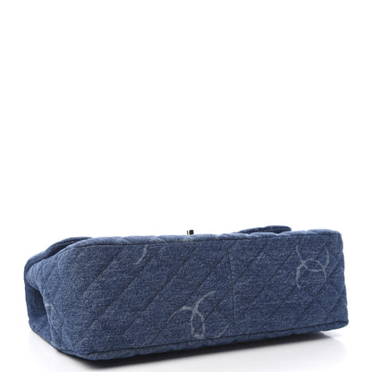 Chanel Denim Quilted CC Print Jumbo Single Flap Blue 4 of 11