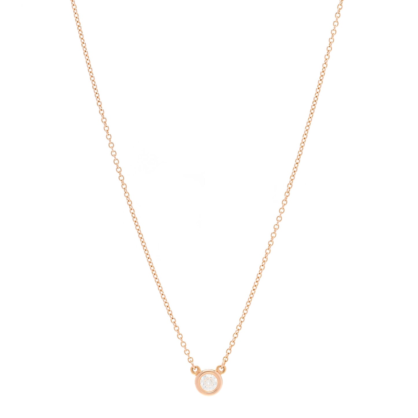 18K Rose Gold Diamond .17ct Elsa Peretti Diamonds by the Yard Pendant Necklace