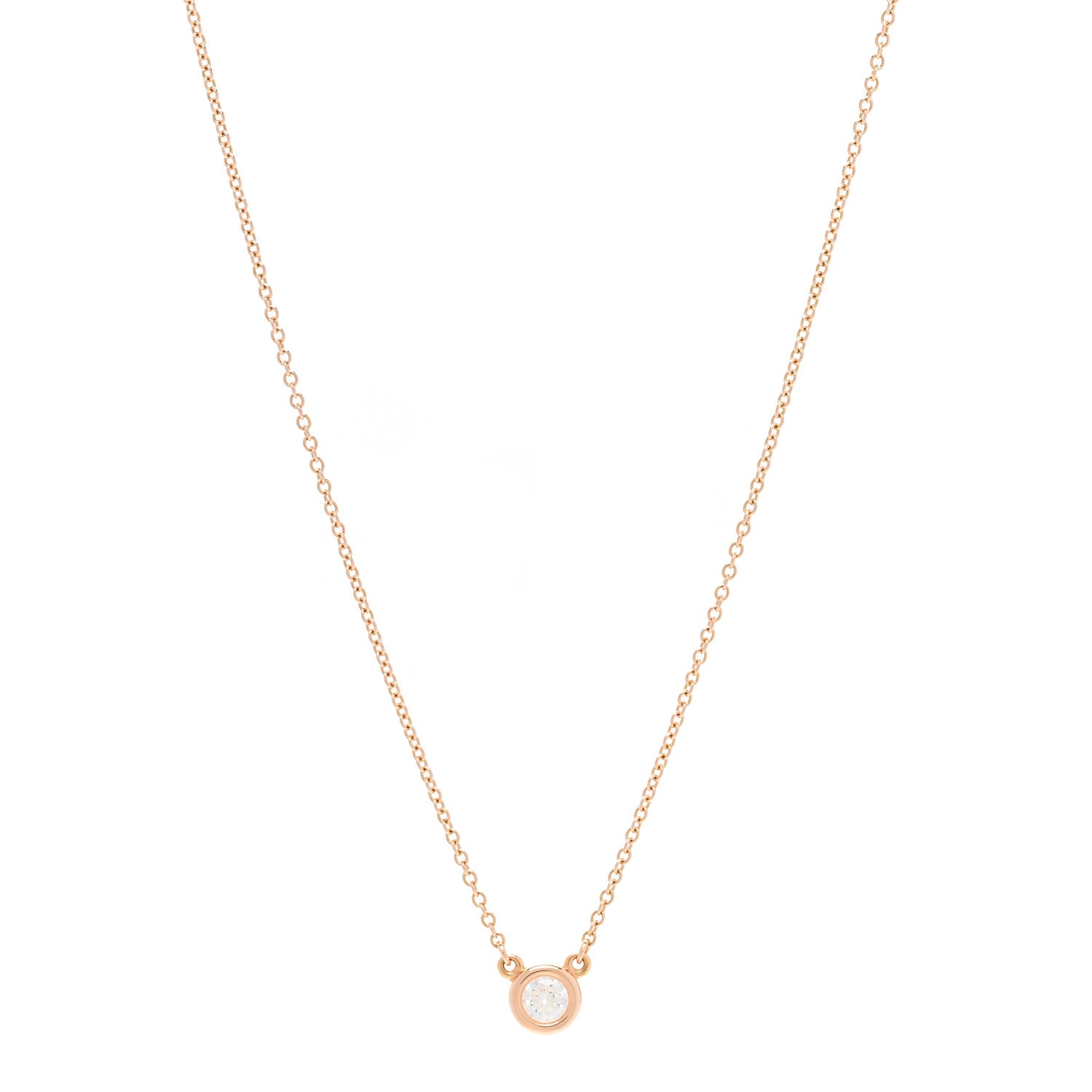 Tiffany 18K Rose Gold Diamond .17ct Elsa Peretti Diamonds by the Yard Pendant Necklace 1 of 8