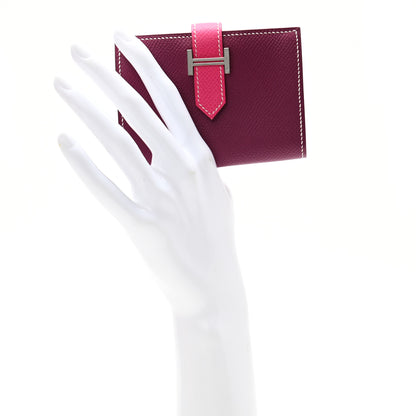 Hermes Epsom Bi-Color Bearn Card Holder Wallet Tosca Rose Tyrien 2 of 7