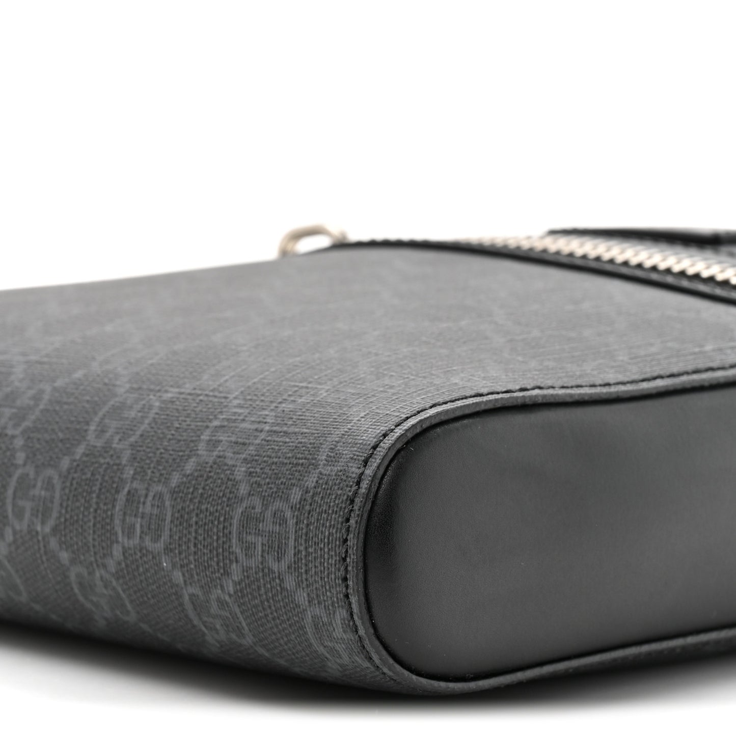 GG Supreme Monogram Web Small Flat Messenger Bag Black Grey