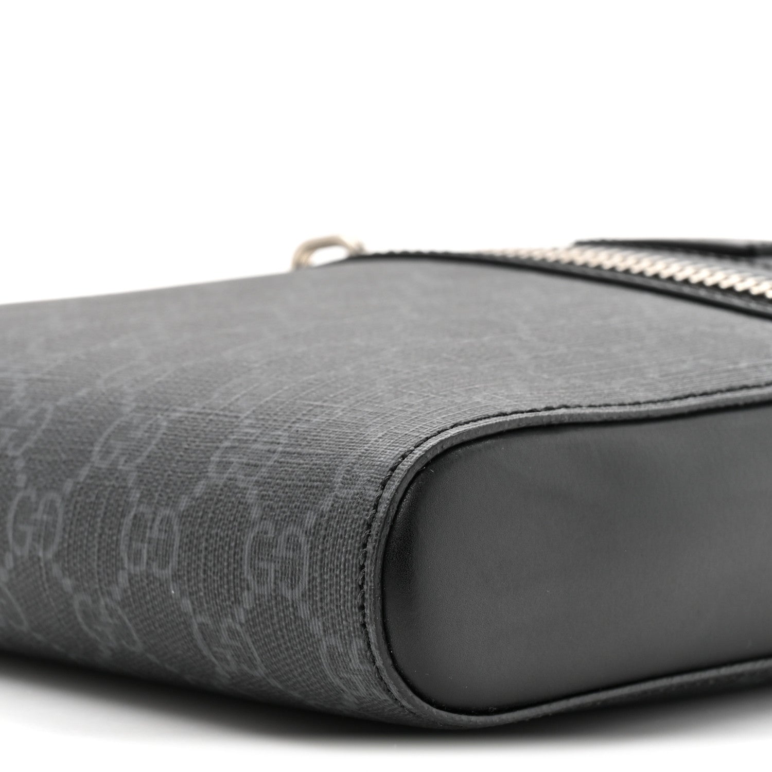 Gucci GG Supreme Monogram Web Small Flat Messenger Bag Black Grey 9 of 10