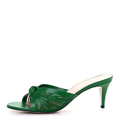 Gucci Malaga Kid Crawford Knot Mid Heel Slide Sandals 40 New Shamarock 1 of 7