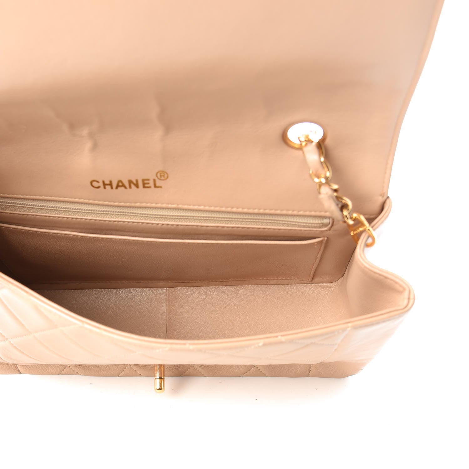 Chanel Lambskin Quilted Medium Single Flap Beige 5 of 10