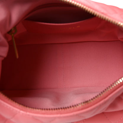 Chanel Shiny Lambskin Quilted Trendy Pockets Hobo Coral Pink 5 of 10
