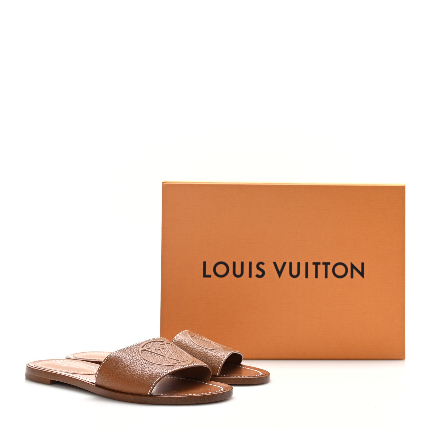 Louis Vuitton Calfskin Lock It Flat Mule 37 Cognac 9 of 9