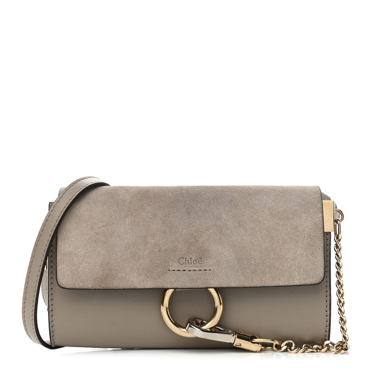 Suede Calfskin Mini Faye Shoulder Bag Motty Grey