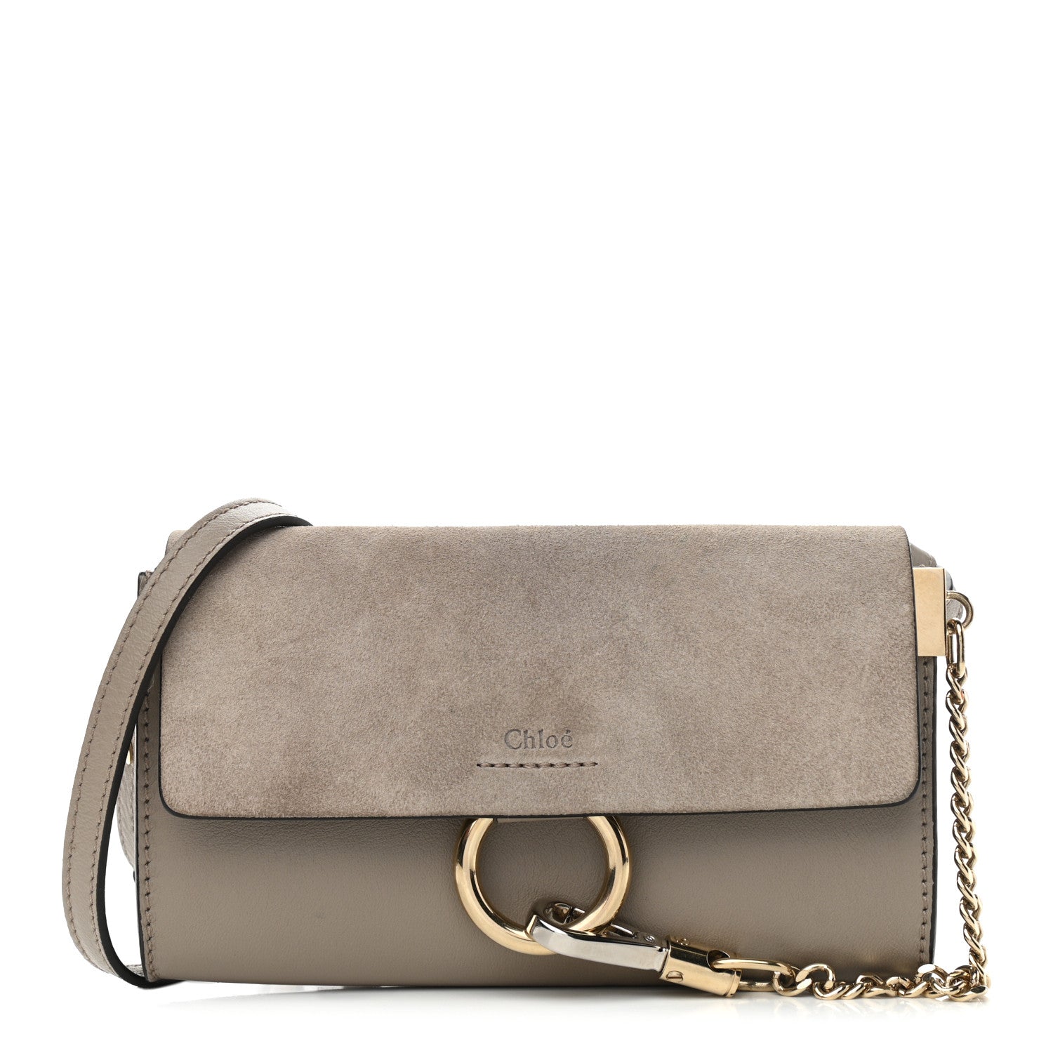 Chloe Suede Calfskin Mini Faye Shoulder Bag Motty Grey 1 of 12