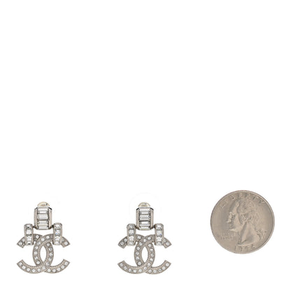Chanel Crystal CC Drop Earrings Silver 2 of 5