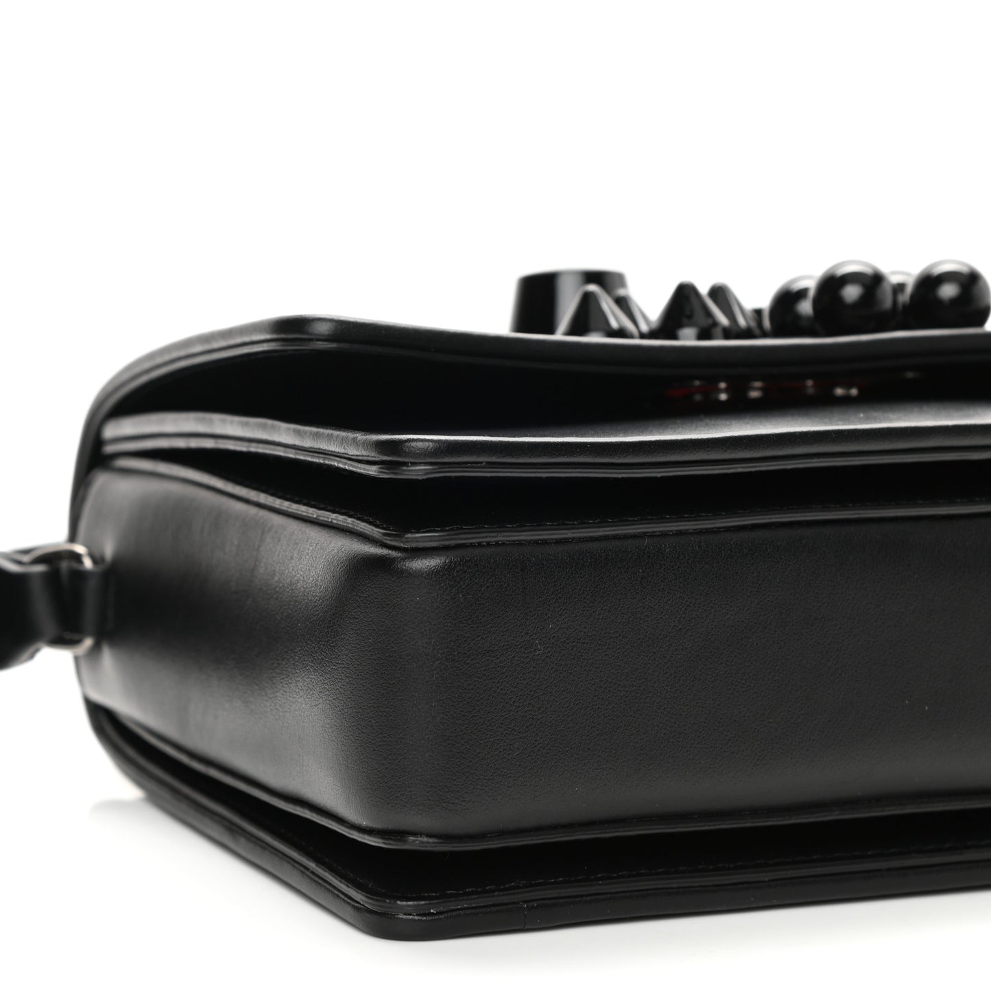 Calfskin Studded Carasky Crossbody Bag Black