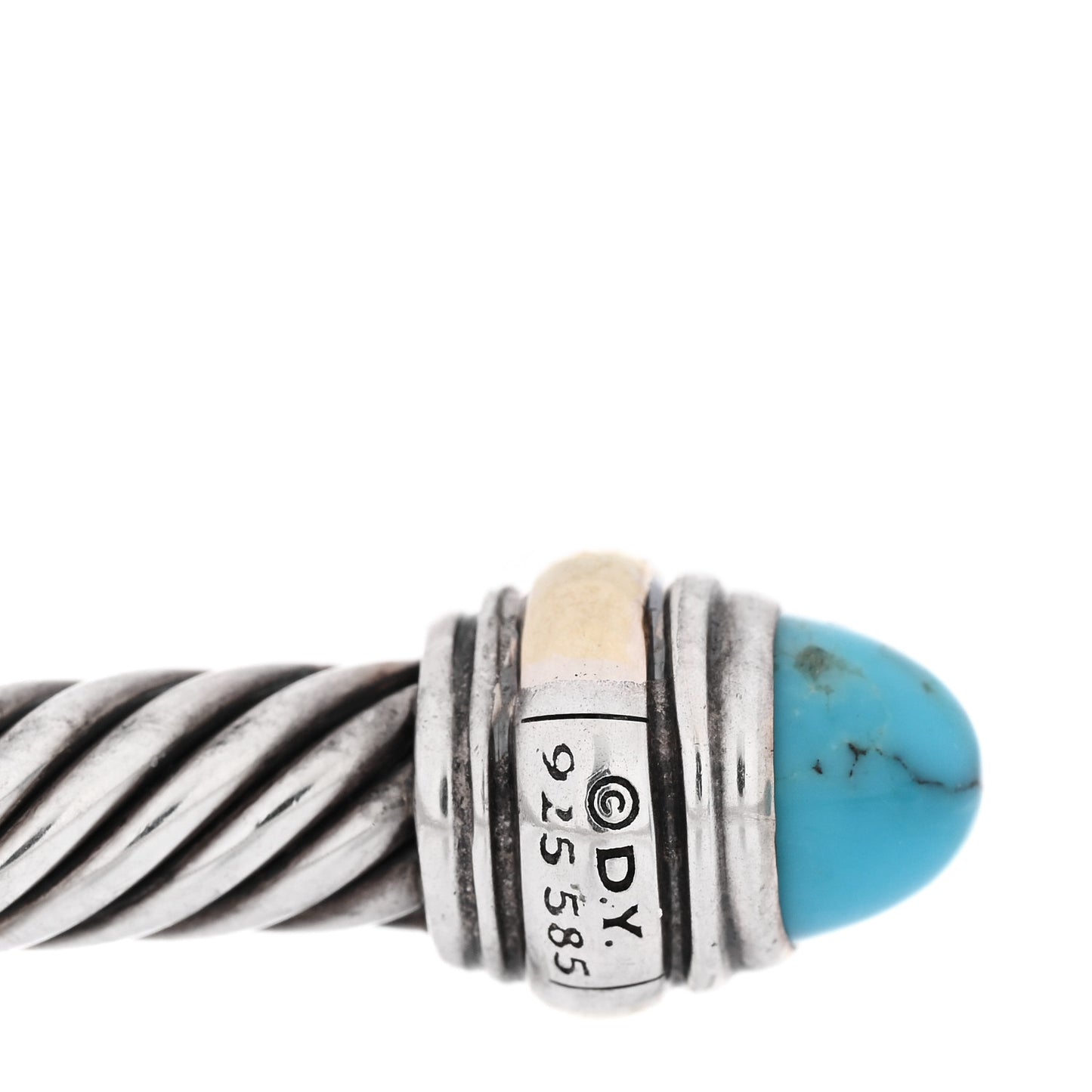 Sterling Silver 14K Yellow Gold Turquoise 5mm Cable Classics Bracelet