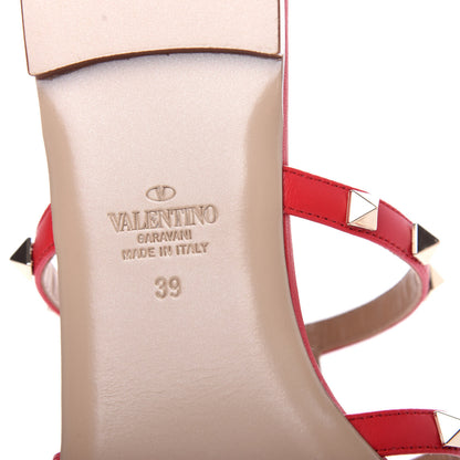 Valentino Garavani Nappa Rockstud Caged Flat Slide Sandals 39 Rouge Pur 9 of 11