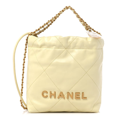 Chanel Shiny Calfskin Quilted Mini Chanel 22 Light Yellow 1 of 10