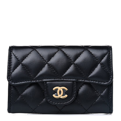 Chanel Lambskin Quilted Flap Card Holder Wallet Black 1 of 4
