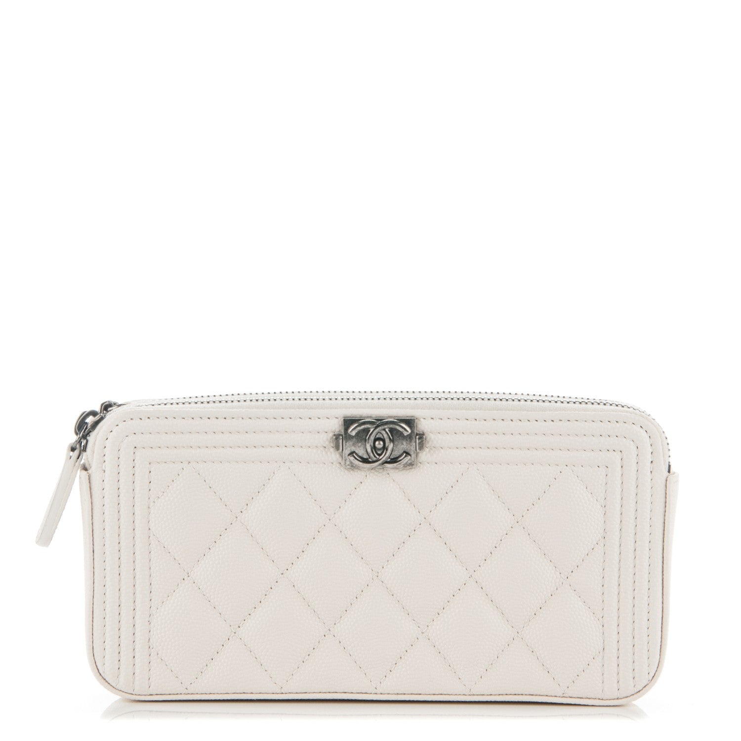 Chanel Caviar Quilted Small Boy Clutch With Chain Ivory 1 of 8