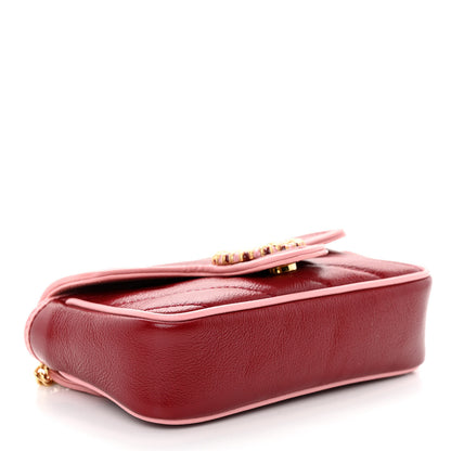 Gucci Azalea Calfskin Enamel Matelasse Diagonal Super Mini Torchon GG Marmont Shoulder Bag New Cherry Red Wild Rose 4 of 10
