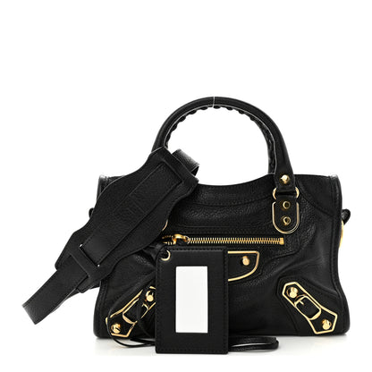 Balenciaga Chevre Gold Metallic Edge Hardware Mini City Black 1 of 10