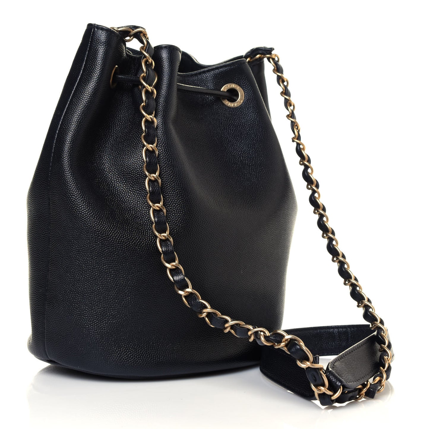 Caviar Deauville Drawstring Bucket Bag Black
