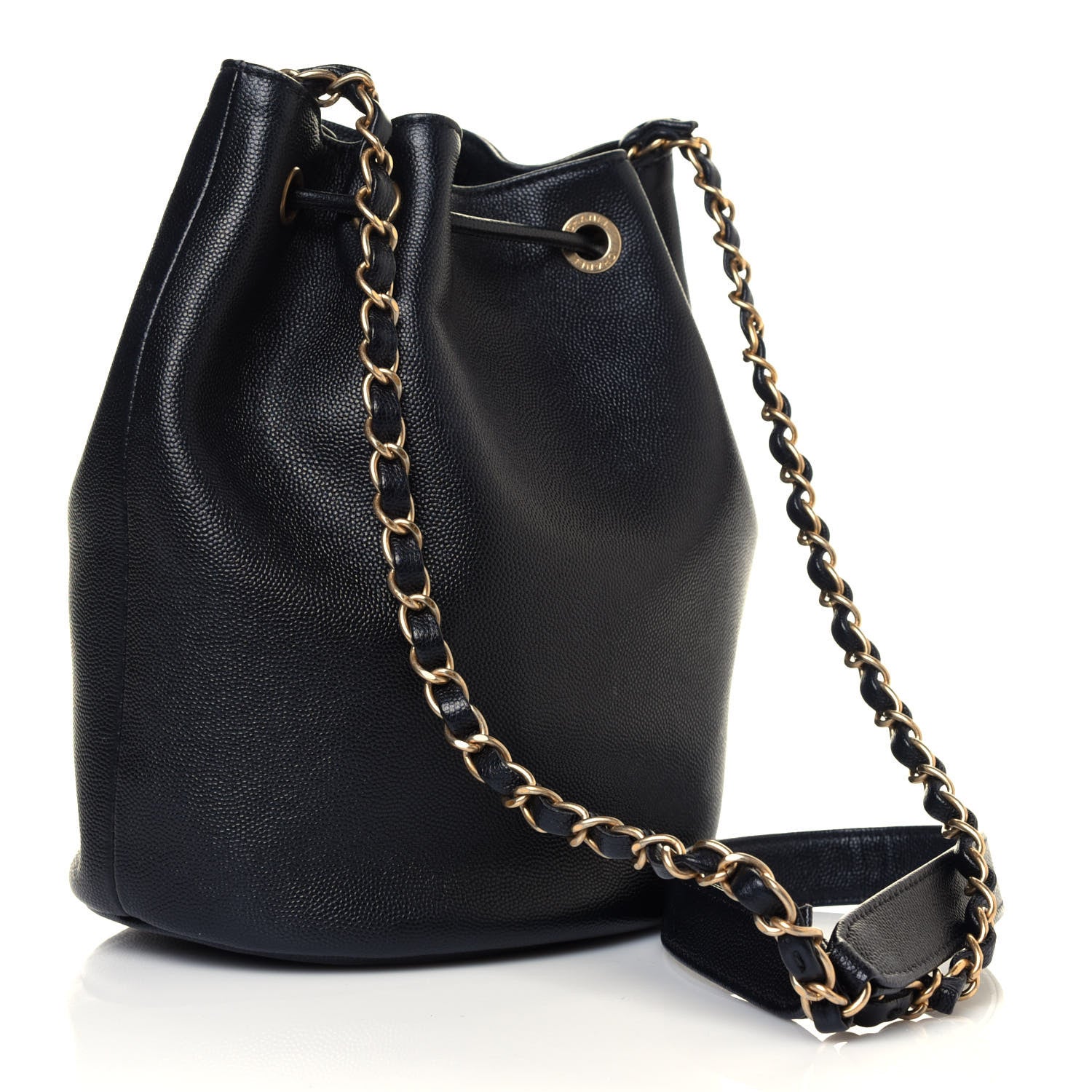 Chanel Caviar Deauville Drawstring Bucket Bag Black 3 of 12