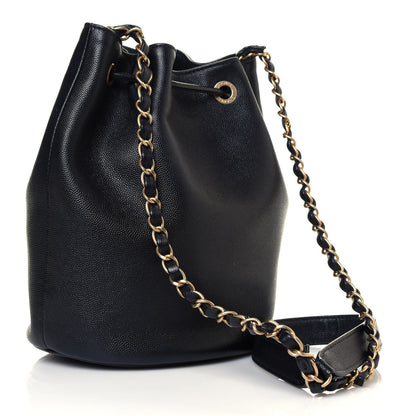 Chanel Caviar Deauville Drawstring Bucket Bag Black 3 of 12