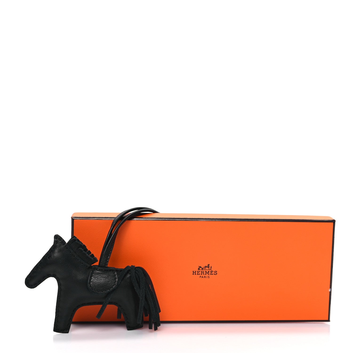 Hermes Milo Lambskin Grigri Rodeo Horse Bag Charm PM So Black 4 of 4
