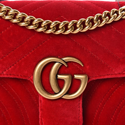 Gucci Velvet Matelasse Mini GG Marmont Shoulder Bag Hibiscus Red 10 of 10