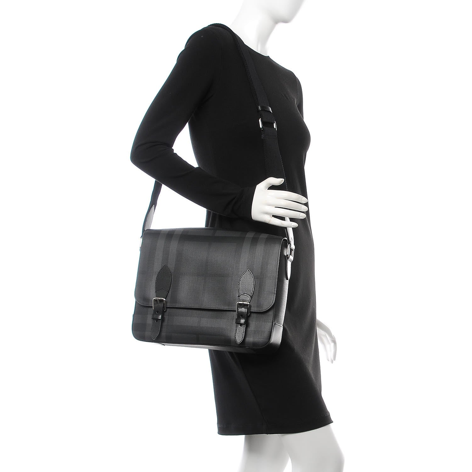 Burberry Smoked Check Medium Hendley Messenger Bag Black 2 of 7