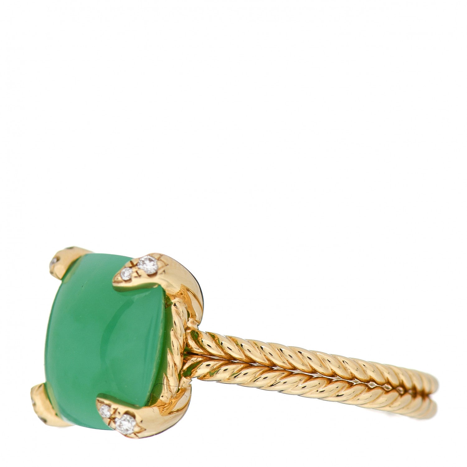 David Yurman 18K Yellow Gold Diamond Chrysoprase 11mm Chatelaine Ring 54 7 3 of 5