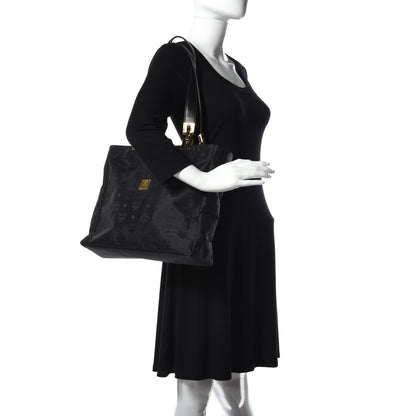 MCM Nylon Monogram Tote Black 2 of 8