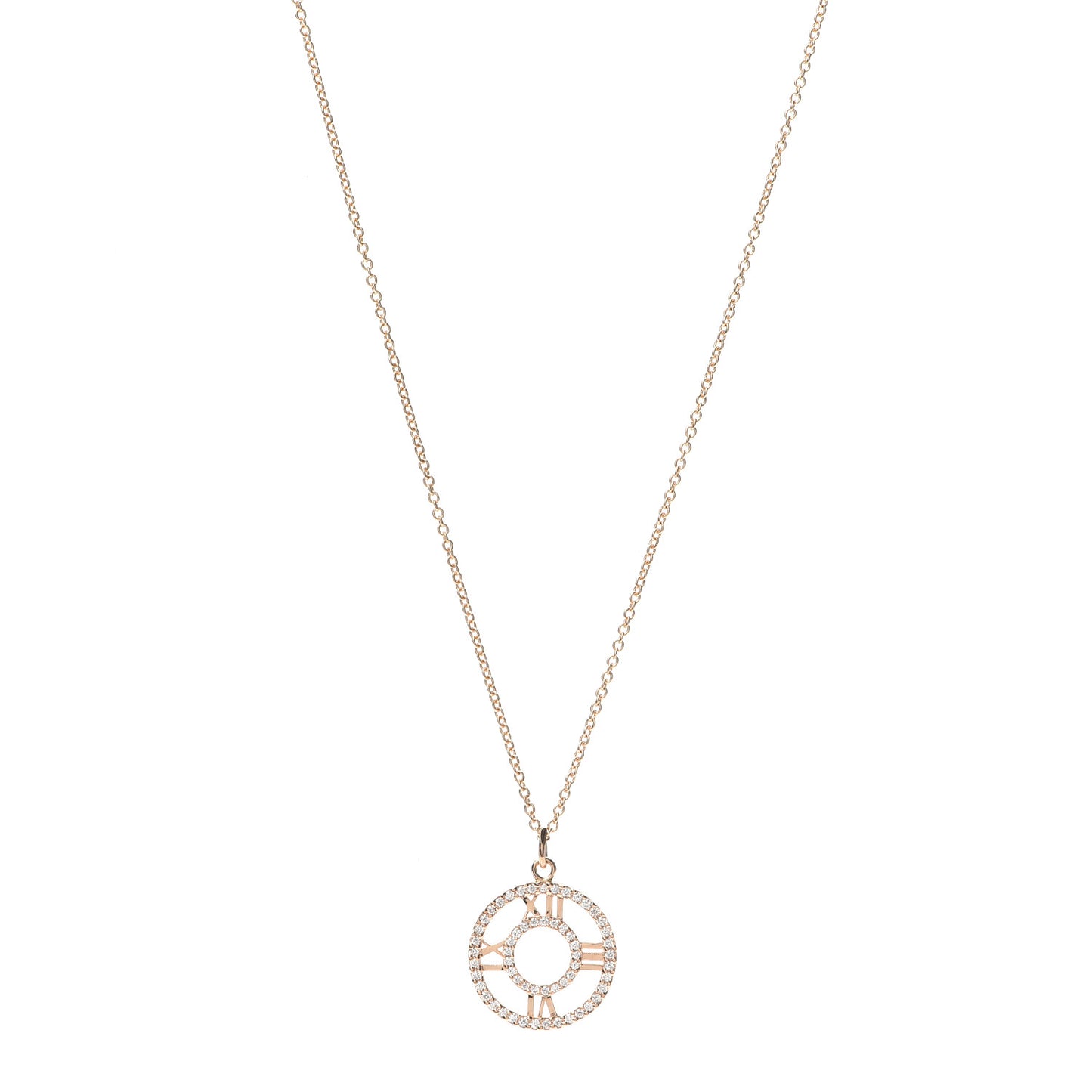 18K Rose Gold Diamond Small Atlas Open Pave Pendant Necklace