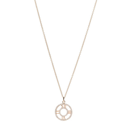 Tiffany 18K Rose Gold Diamond Small Atlas Open Pave Pendant Necklace 1 of 6