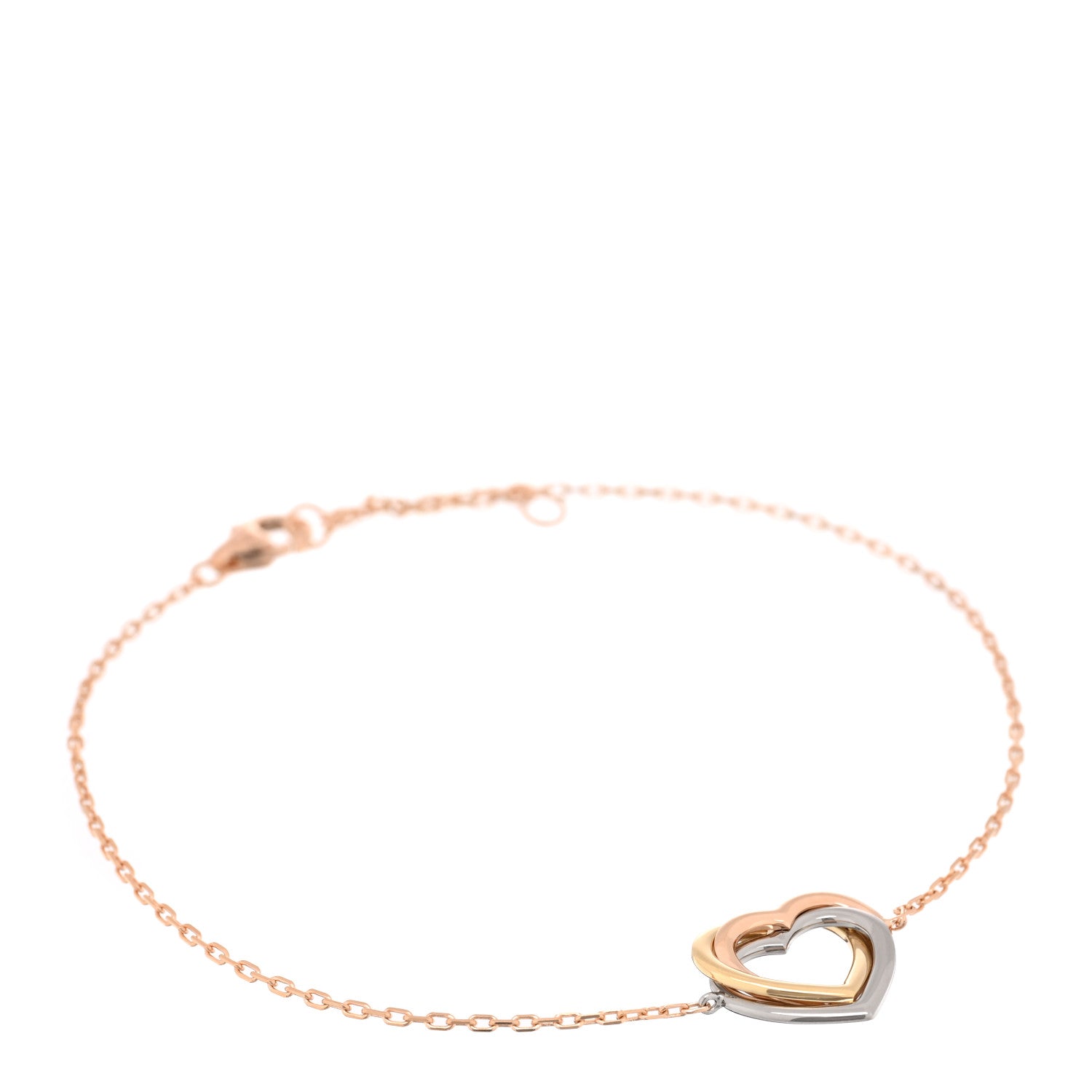 Cartier 18K Pink Yellow White Gold Trinity Heart Bracelet 1 of 3