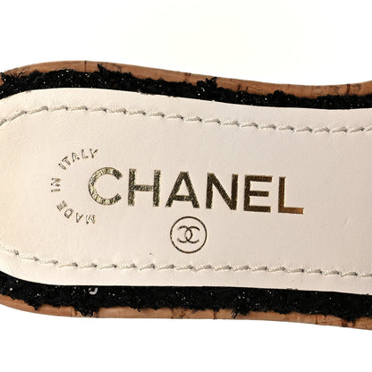 Chanel Tweed Cork CC Chain Mule Sandal 36 Black 7 of 8