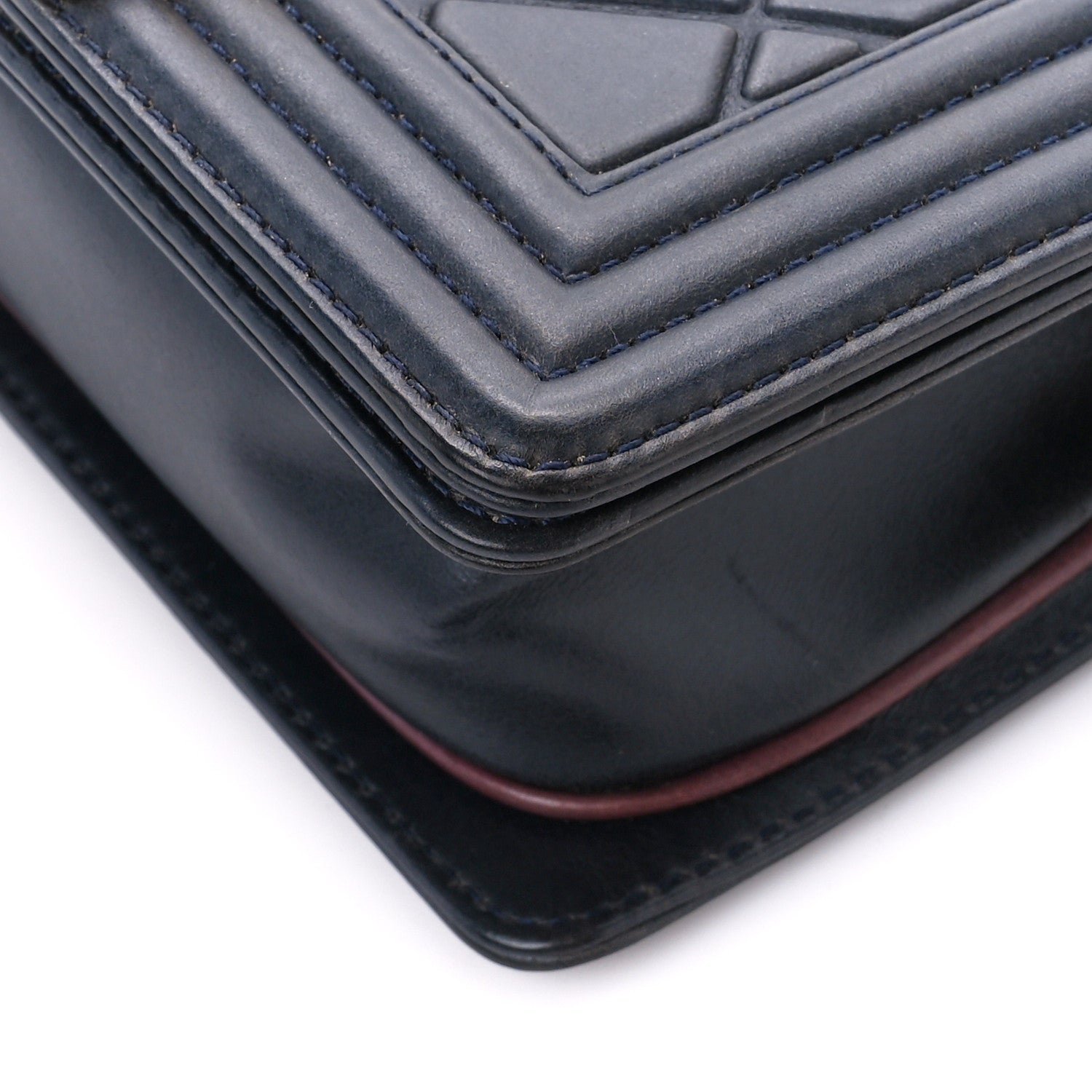 Chanel Calfskin Embossed Small Paris Salzburg Boy Flap Navy 10 of 11