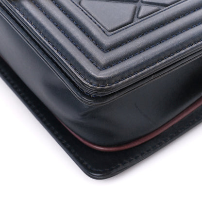 Chanel Calfskin Embossed Small Paris Salzburg Boy Flap Navy 10 of 11