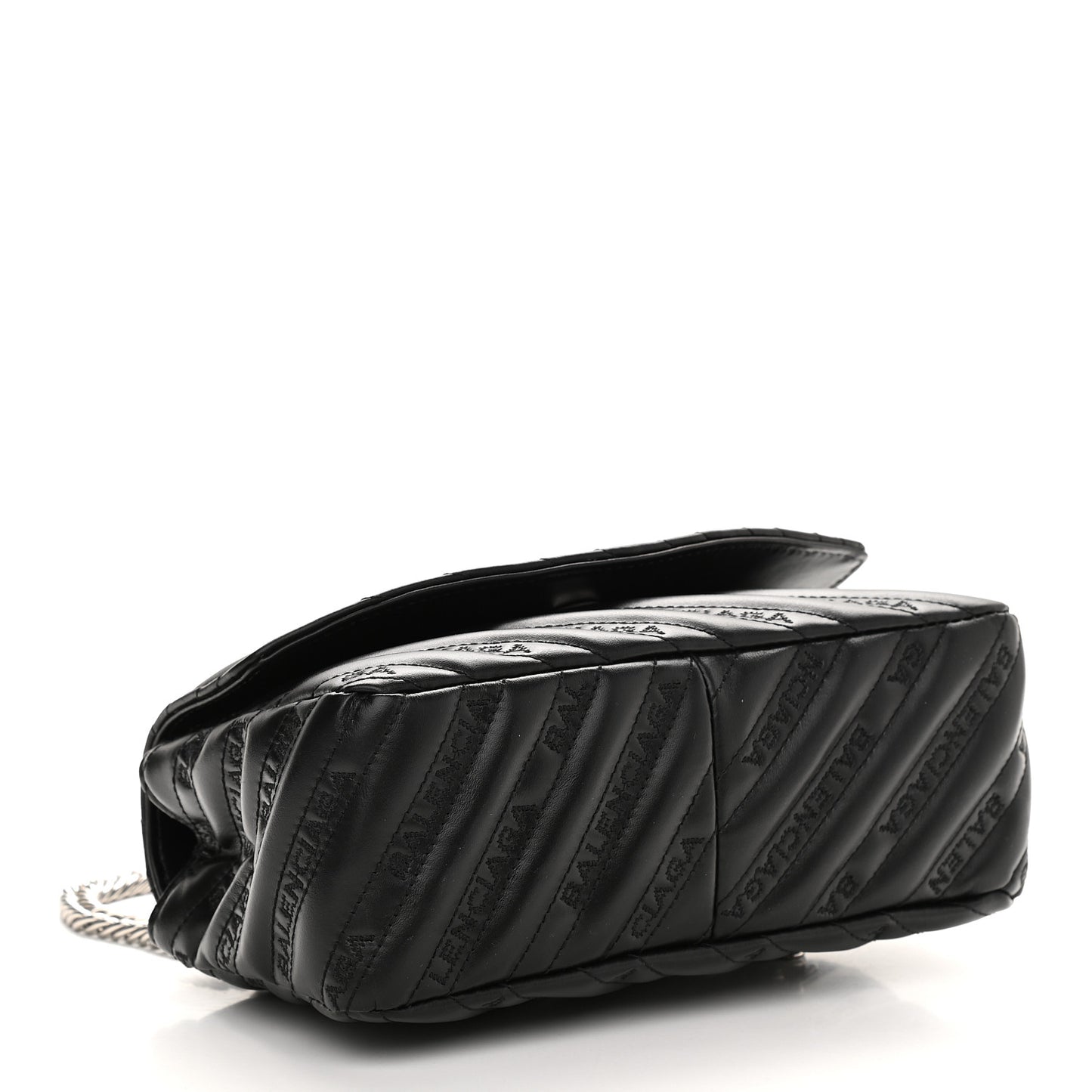 Calfskin Logo Matelasse S BB Round Shoulder Bag Black